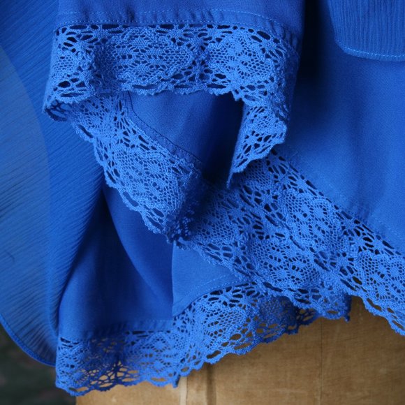 Moulinette Soeurs Anthro Blue Silk Tie Dress Sz10 - Picture 5 of 16